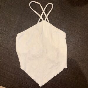 Wild Fable Cream Ribbed Halter Top